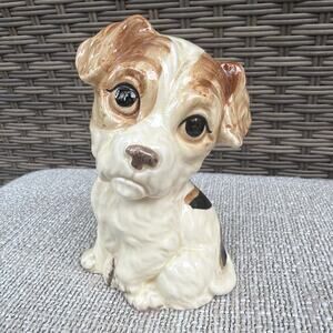 Vintage Norlean Anthropomorphic Big Sad Eyes Brown PUPPY DOG Sitting Made Japan